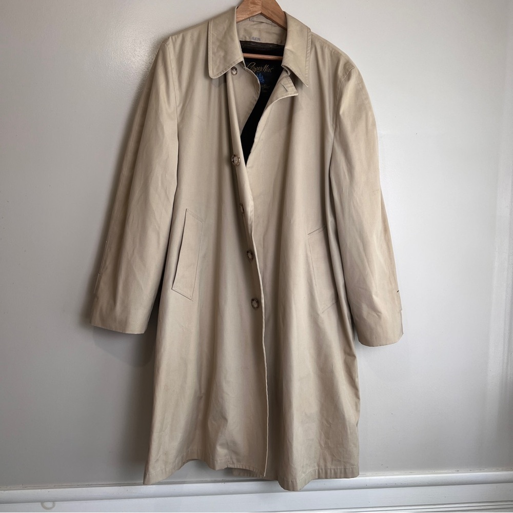 Clipper Mist Vintage Men’s All Weather Trench Coat with Faux Fur Lining Size 42R